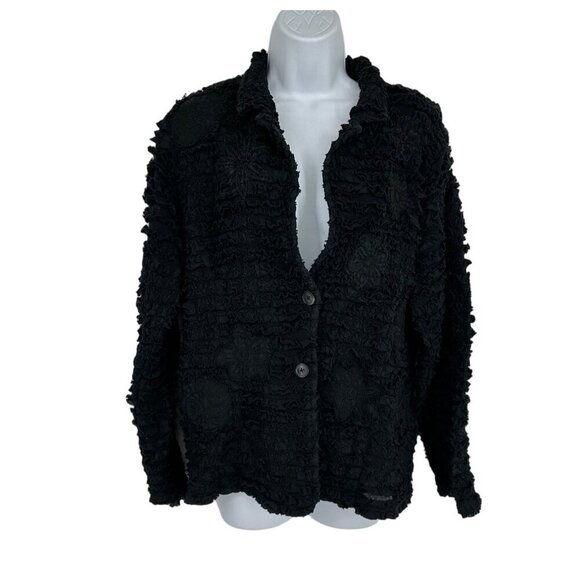 Chico's Long Sleeve 2 Button Ruffle Applique Blazer Size 2 US L 12 - Picture 1 of 7